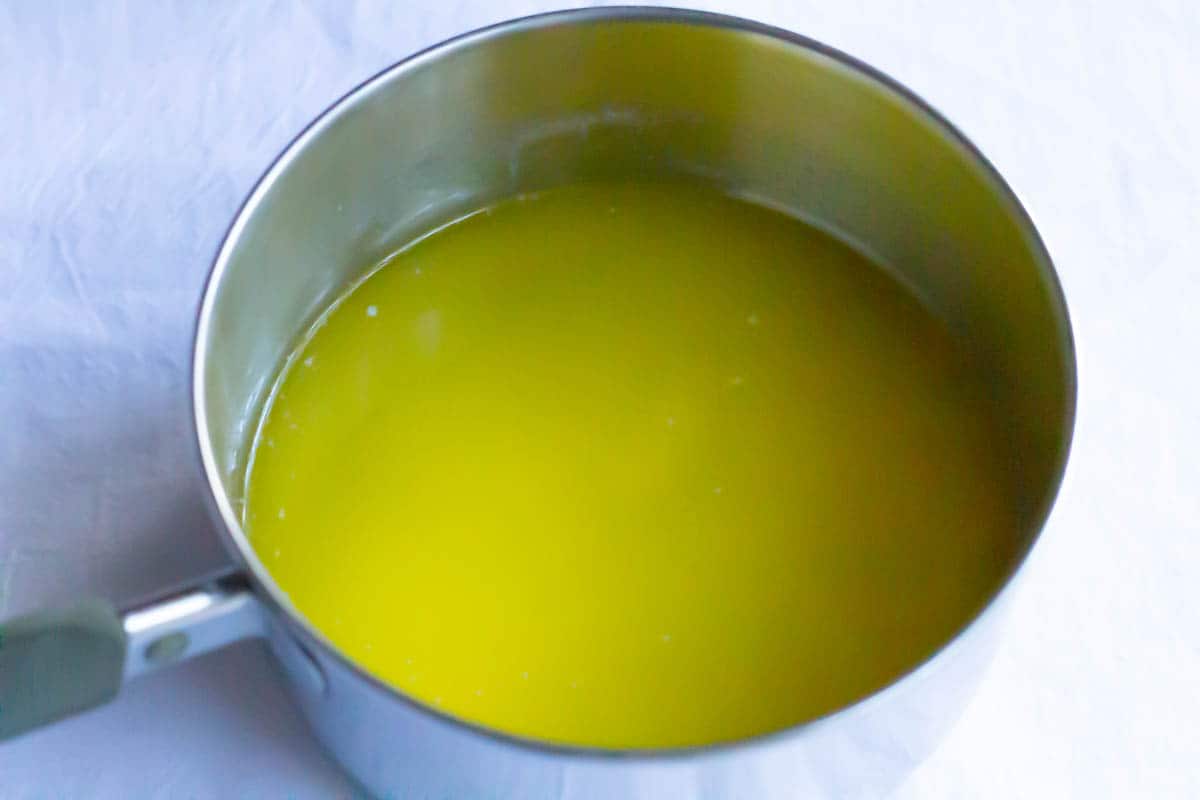 Melted butter in a medium saucepan